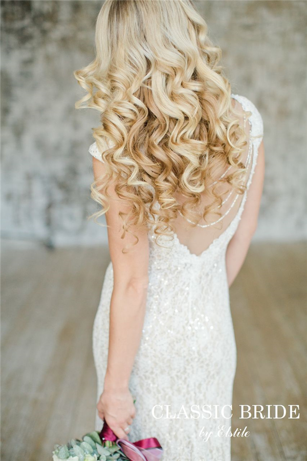 long curly wedding hairstyle