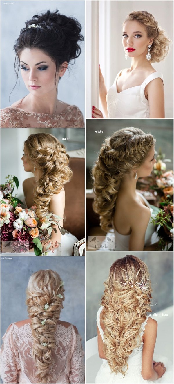 long curly wedding hairstyles- braided bridal updos