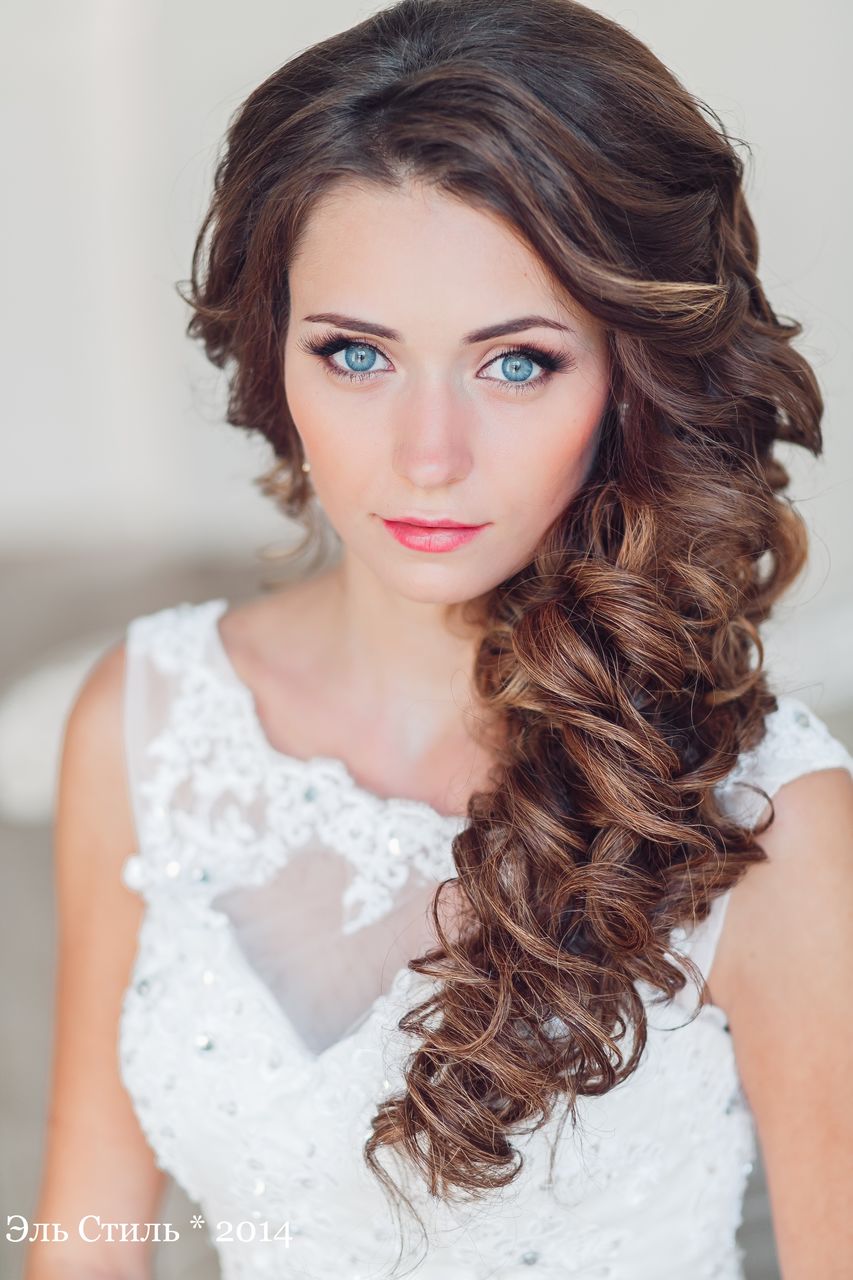 long half up wavy wedding hairstyle