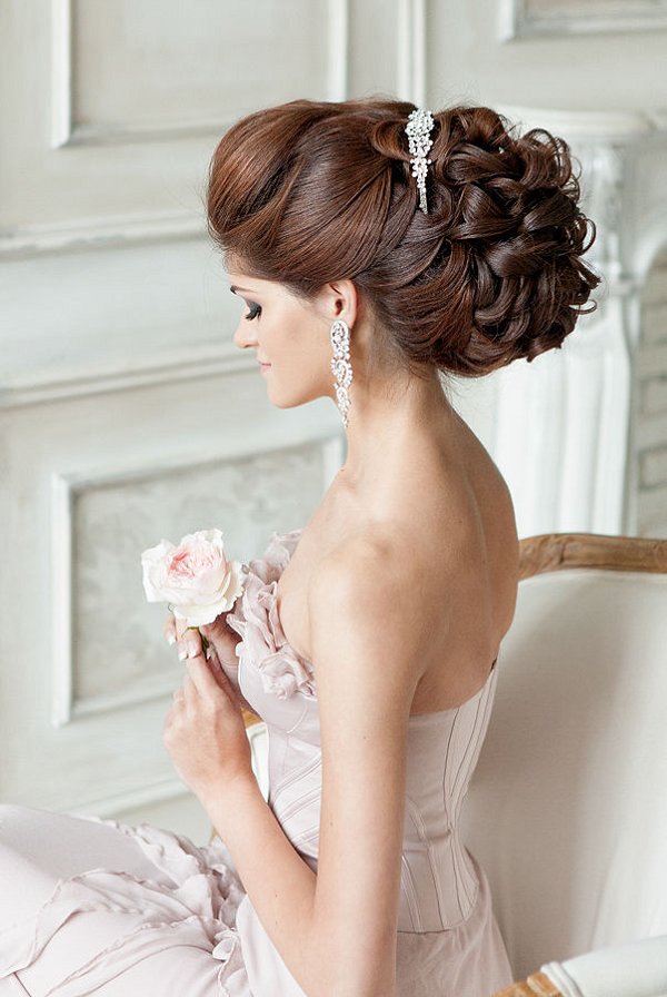 long wavy wedding updo hairstyle