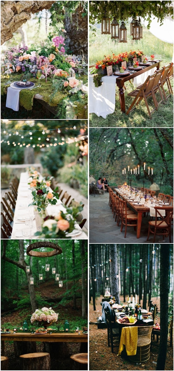 Outdoor Woodland Wedding Table Decor Ideas Forest Wedding Ideas