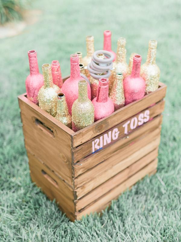 20 Wine Bottle Decor Ideas to Steal For Your Vineyard Wedding 21 pink and gold lawn wedding games
