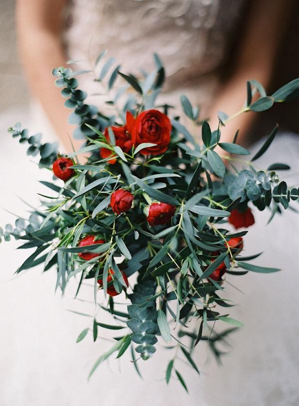 red and green wedding bouquet
