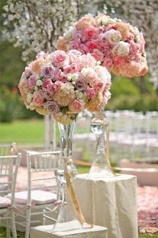 rose tall wedding centerpieces