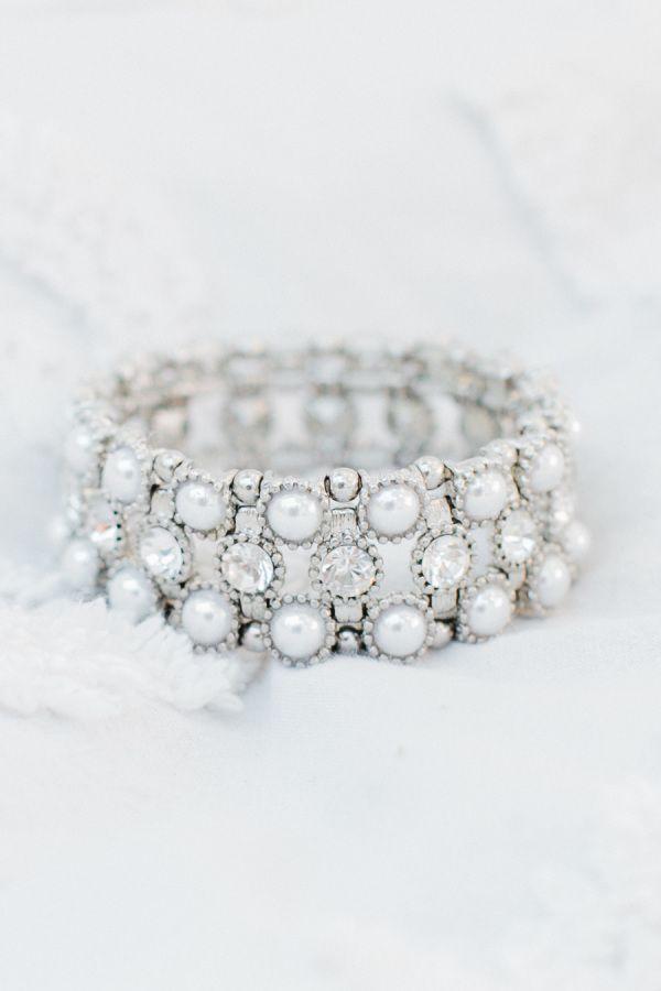50 Silver Winter Wedding Ideas for Your Big Day 16 silver pearl and rhinestone cuff wedding bracelet