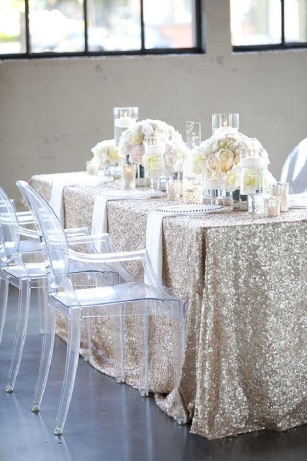 silver wedding tablecloth ideas