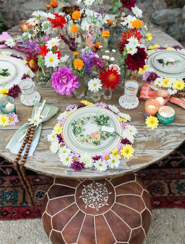 whimsical and rustic boho wedding tablescape ideas