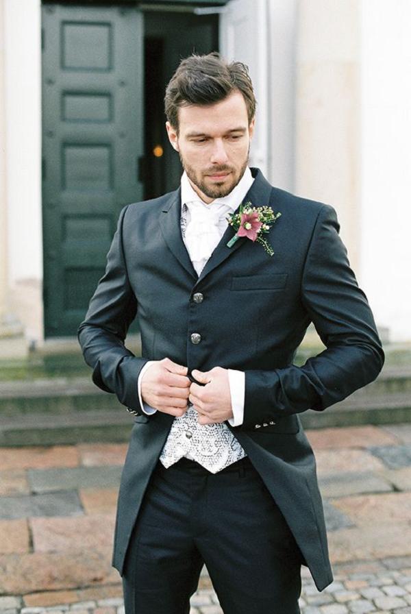 30 Red and Green Scandinavian Winter Wedding Ideas 5 winter Grooms suit and accessories