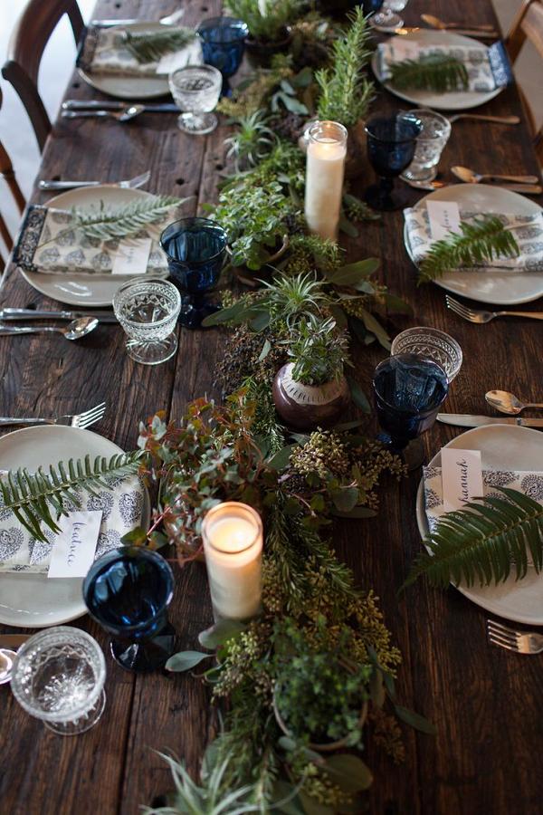 woodland Boho wedding reception table setting