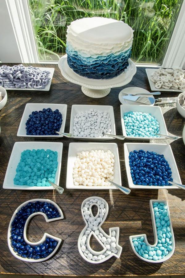 Blue Shades m&m sweet table ideas