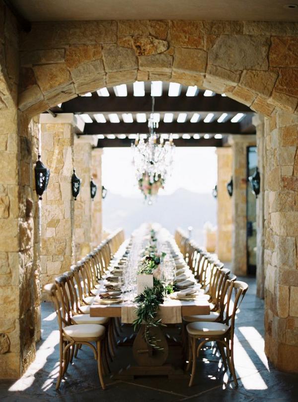 Elegant Malibu tablescape with a touch of rustic