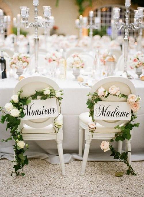 Exquisite bride and groom chairs