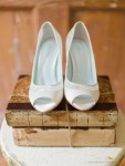Feminine lace cut-out open toe wedding shoes