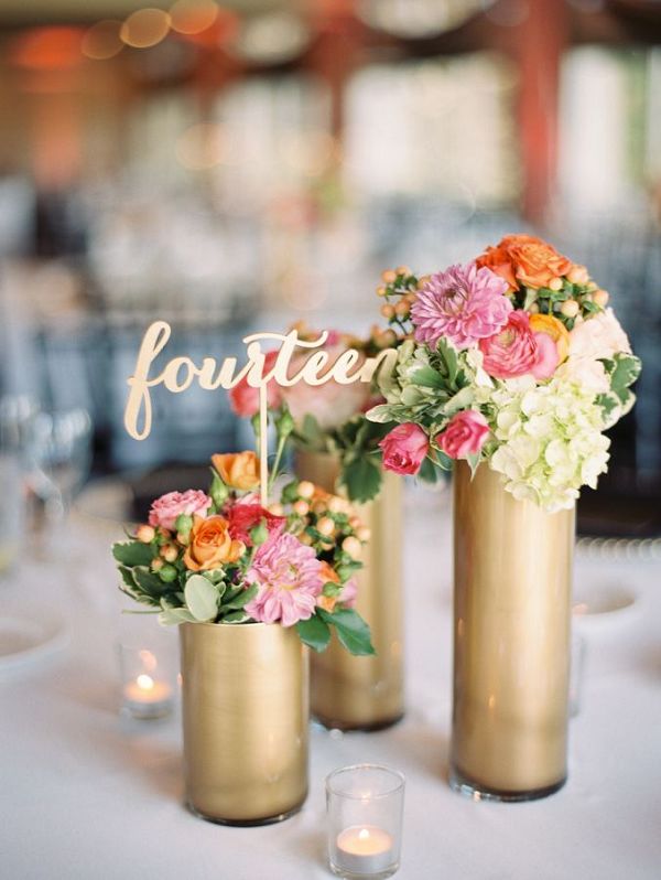 Glam gold calligraphy table decor