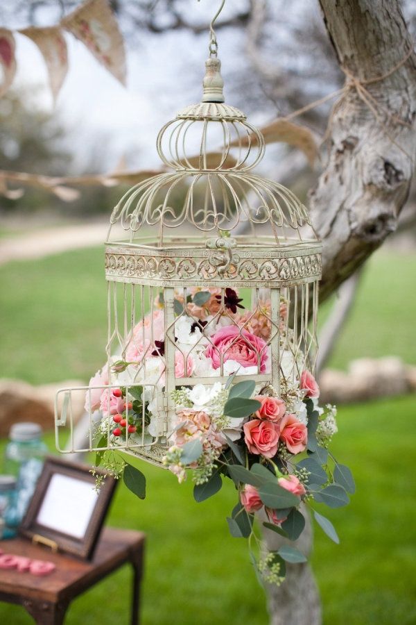 Hanging Vintage Birdcages Wedding Decor