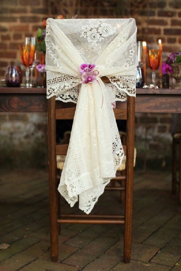 Heavy Lace vintage wedding chair decor ideas