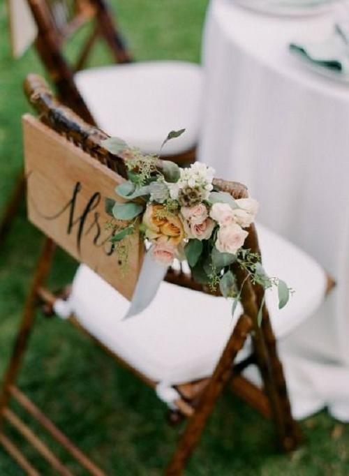 Mrs. chair rustic wedding decor