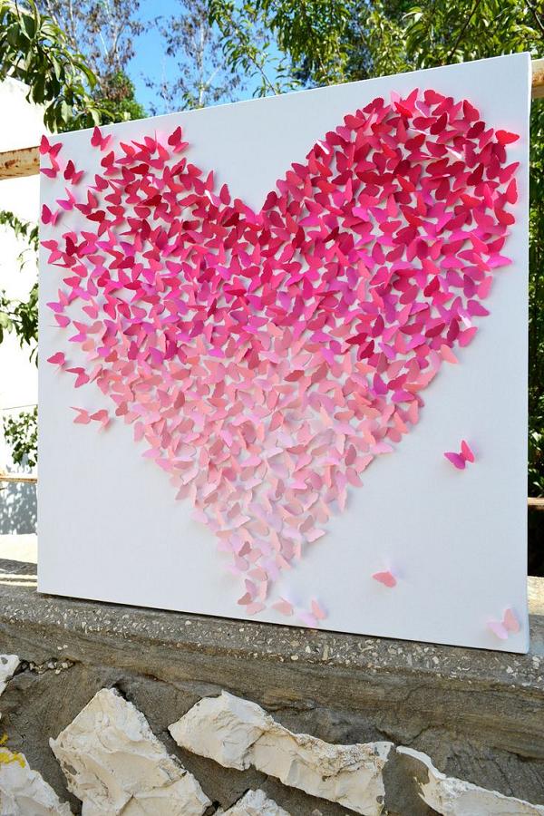 Pink Ombre Butterfly Heart Wedding Backdrop