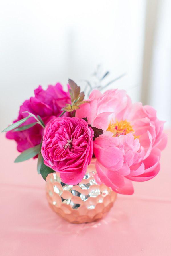 Pop of pink centerpiece