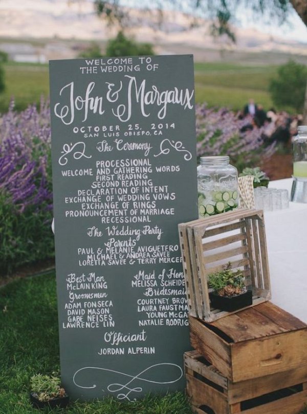 Rustic chic wedding ceremony program idea