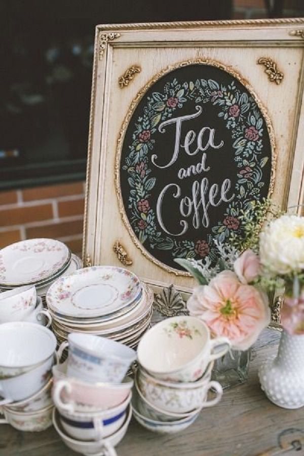 28 Vintage Wedding Ideas for Spring/ Summer Weddings 17 Tea and coffee sign vintage wedding decor ideas