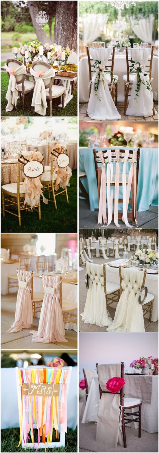 WEDDING CHAIR DECOR IDEAS WITH FABRIC AND RIBBON
