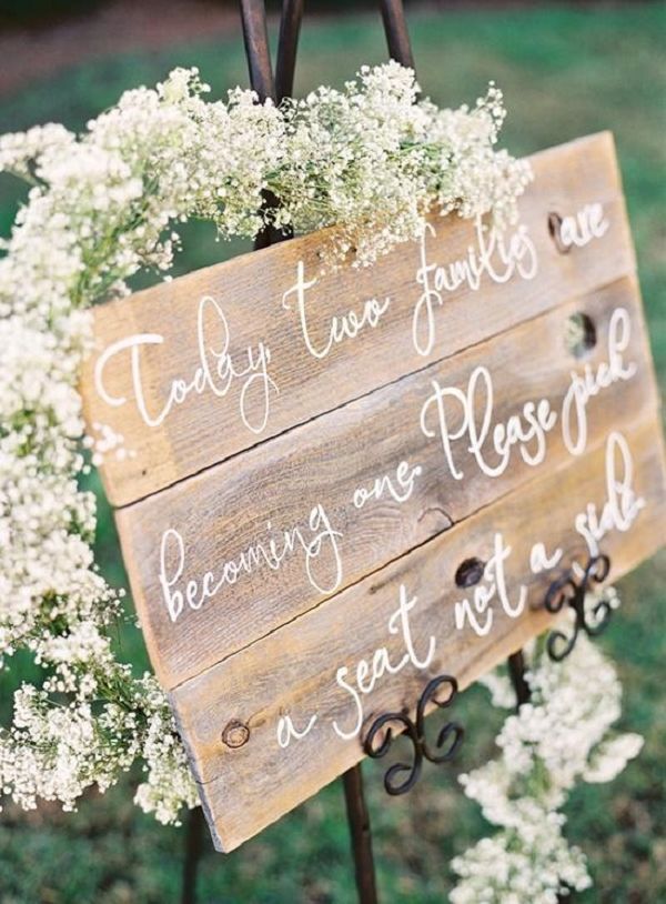 Wood wedding ceremony sign