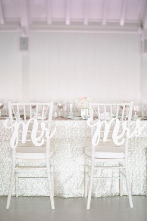 all white wedding sign wedding chair decor