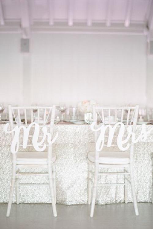 30+ Signage Wedding Chair Decor Ideas We Love 29 all white wedding sign wedding chair decor