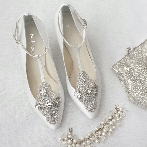 baguette crystals, glass and string beads in a signature Art Deco pattern wedding shoes