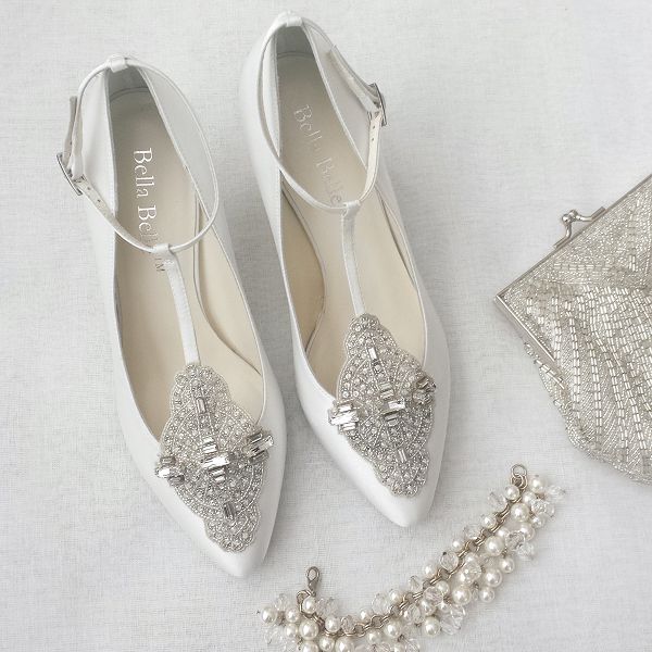 baguette crystals, glass and string beads in a signature Art Deco pattern wedding shoes