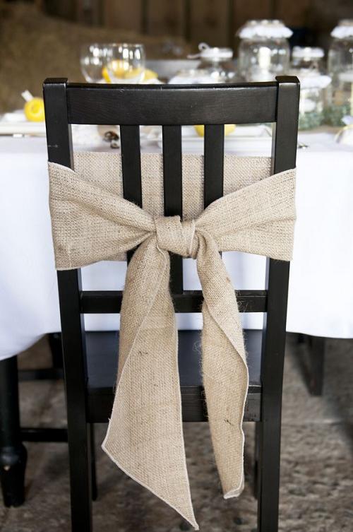 burlap wedding chair decor