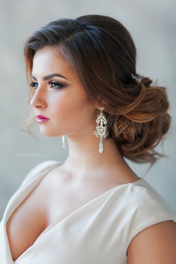 elegant low wedding updo hairstyle