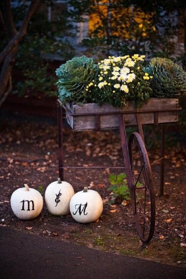 fall monogram pumpkins