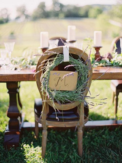30+ Signage Wedding Chair Decor Ideas We Love 15 lavender wreath chair sign