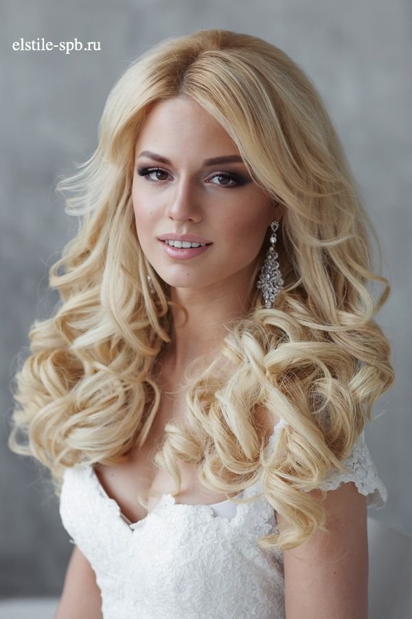 loose wavy down wedding hairstyle