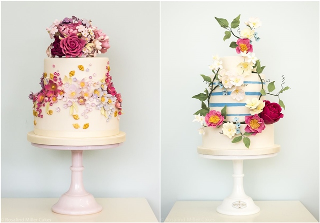 pastel wedding cakes with sugar flowers