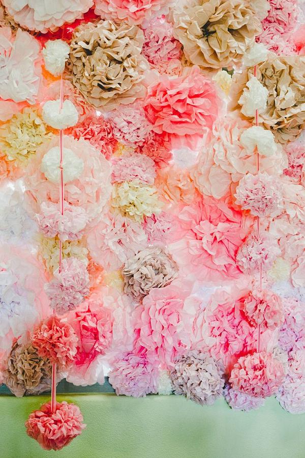 pink Paper Flower Wedding Backdrop