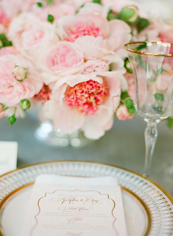 pink garden rose place setting decor ideas