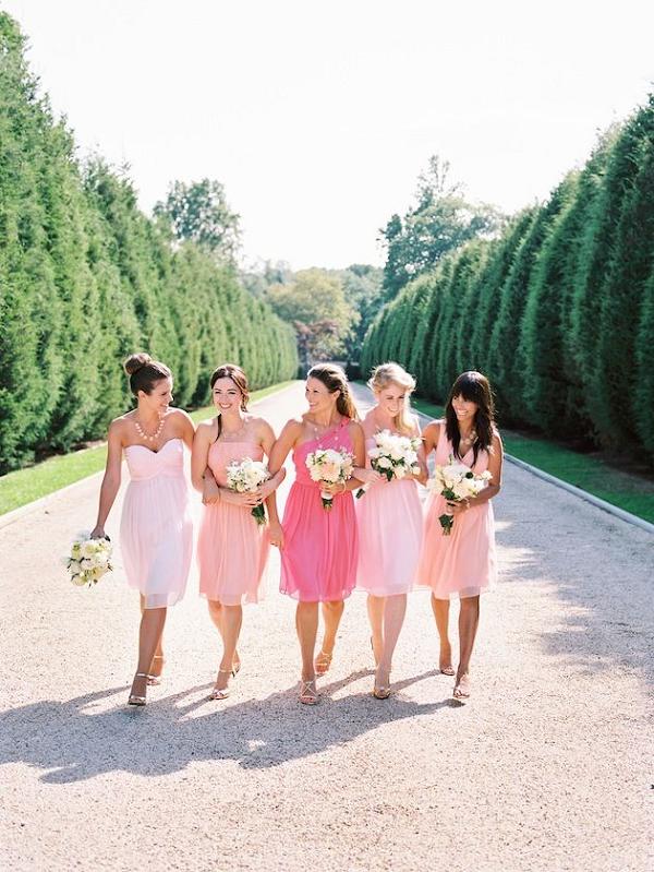 pink mismatched bridesmaid dresses