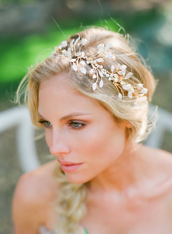 rose gold and ivory wedding hairpiece