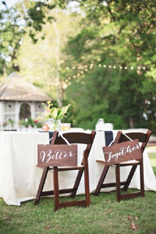 30+ Signage Wedding Chair Decor Ideas We Love 10 rustic Better together bride and groom chairs