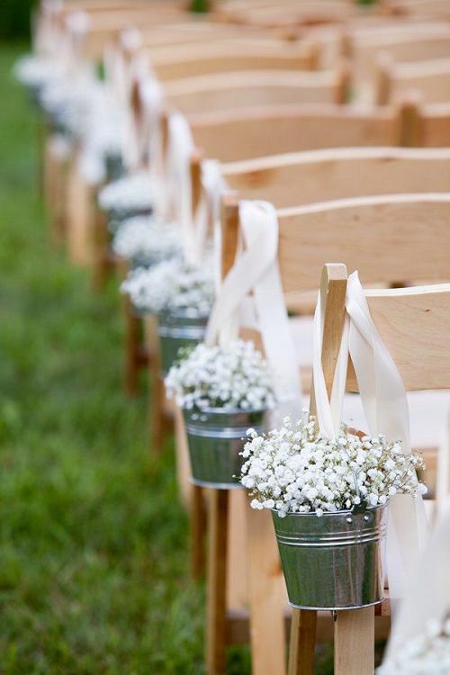 rustic baby's breath' flowers wedding chair decor