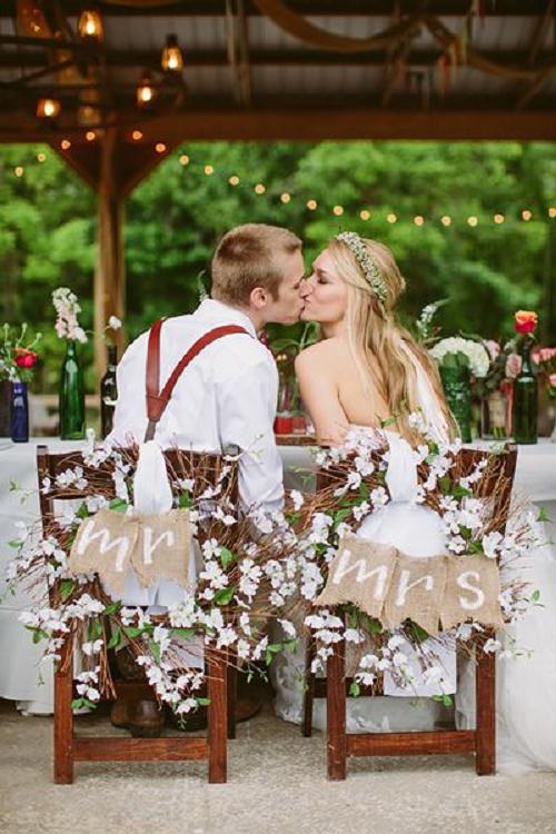 rustic burlap wedding chair signs