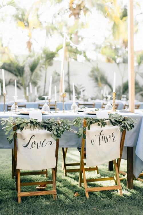 rustic greens wedding chair decor