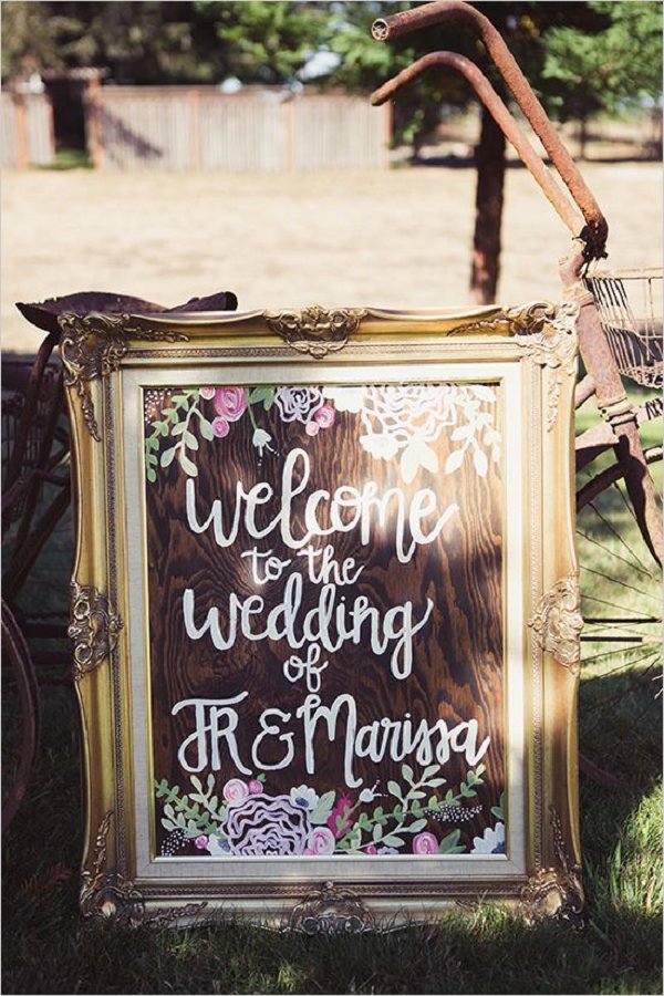 rustic vintage farm welcome wedding sign