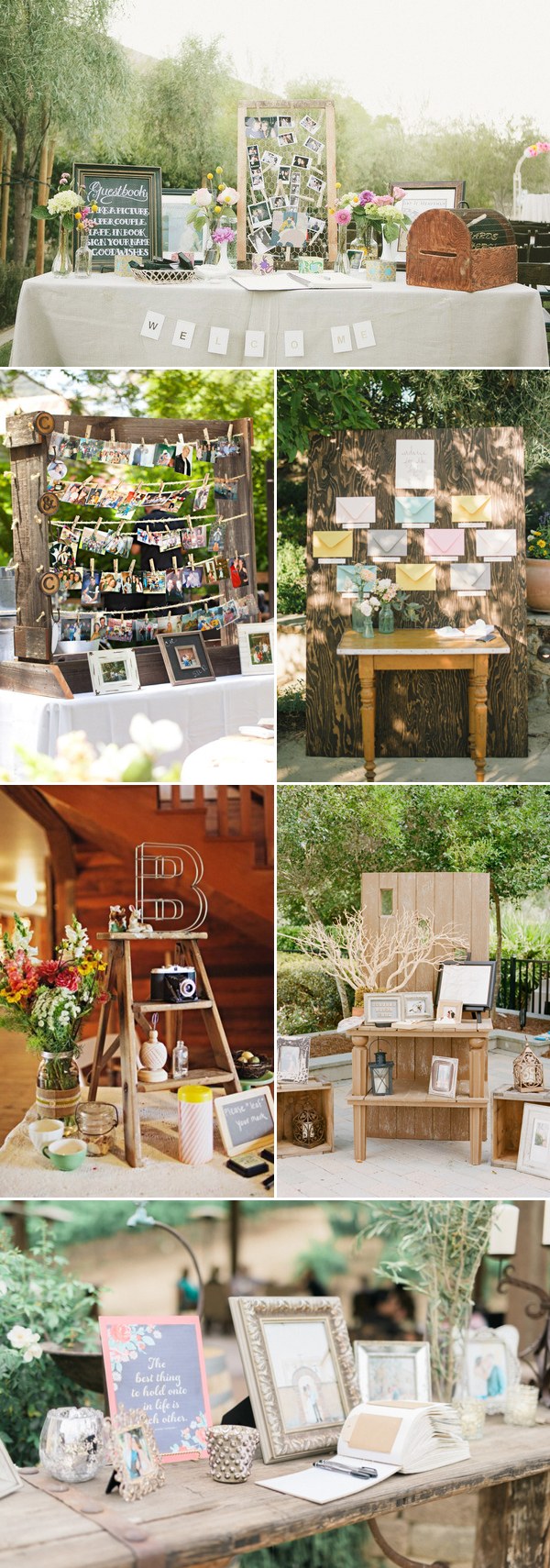 rustic wedding guest book & sign-in wedding decor