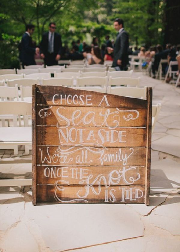 rustic wood pallet wedding ceremony sign