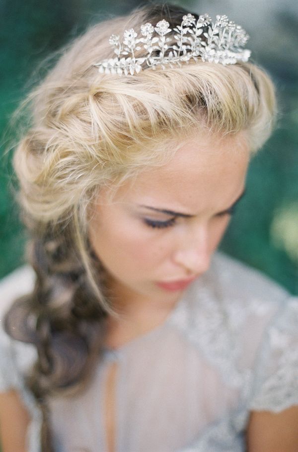 silver flowers wedding crown