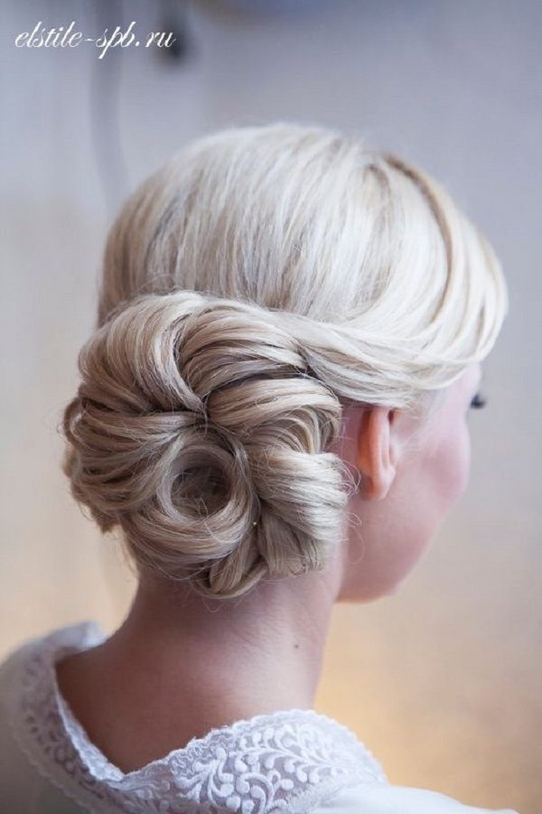 simple curly wedding updo hairstyle